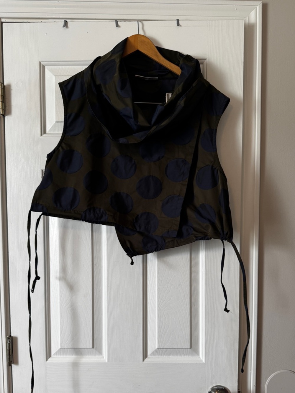 Bryn Walker Pennie Vest Olive Green Navy Polka Dot Memory Crunch Large